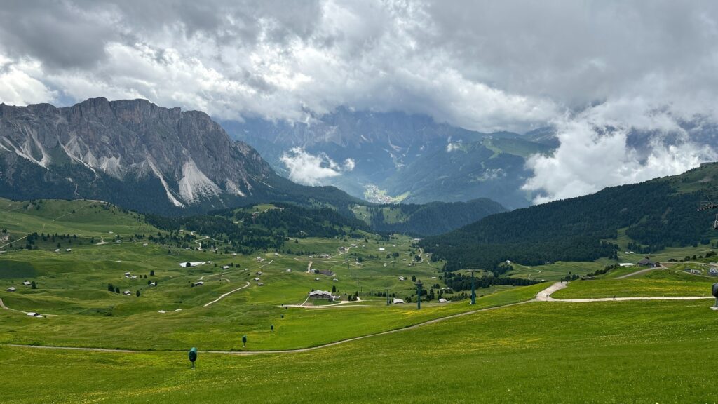 View piont of Gardena Valley on the top Majestic Dolomites